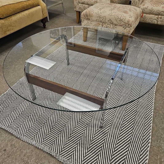 Mid Century Round Glass Top Coffee Table