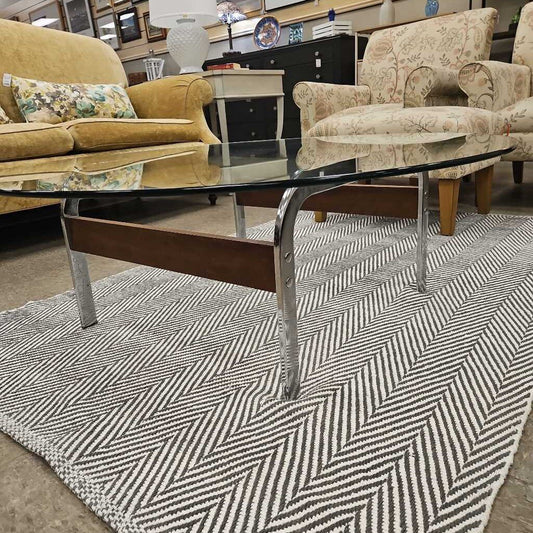 Mid Century Round Glass Top Coffee Table