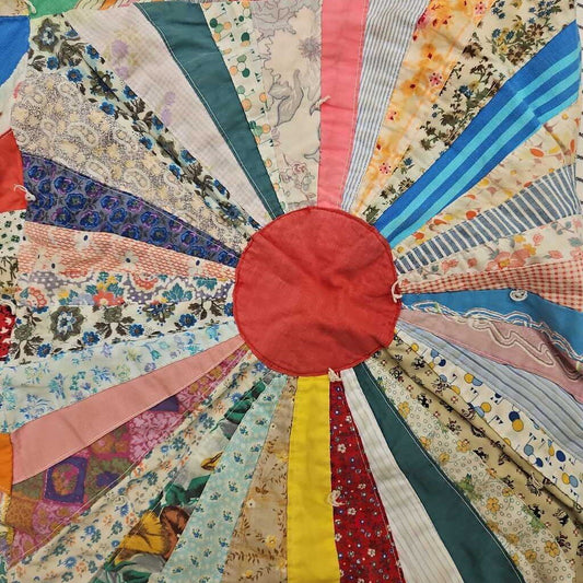 Vintage Hand Stitched "Feed Sack" Quilt (Queen)