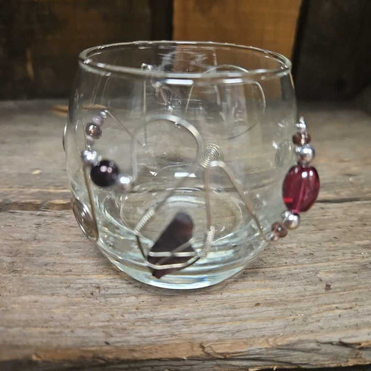 Glass Tealight Holder with Bead & Wire Accents