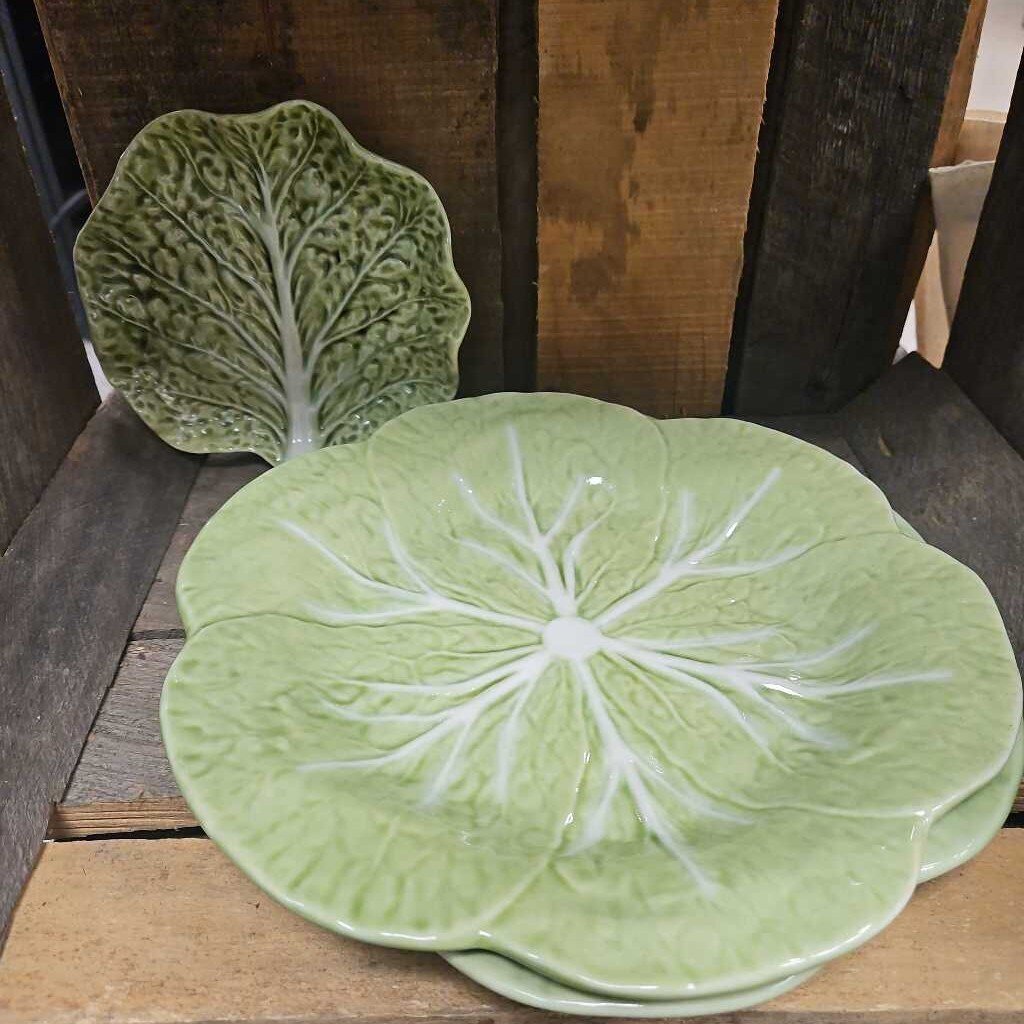 Bordallo Pinheiro Made in Portugal Green Cabbage Salad Plates (x2) & Appetizer Plate (x1)