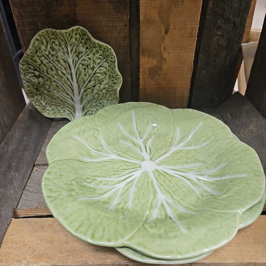 Bordallo Pinheiro Made in Portugal Green Cabbage Salad Plates (x2) & Appetizer Plate (x1)