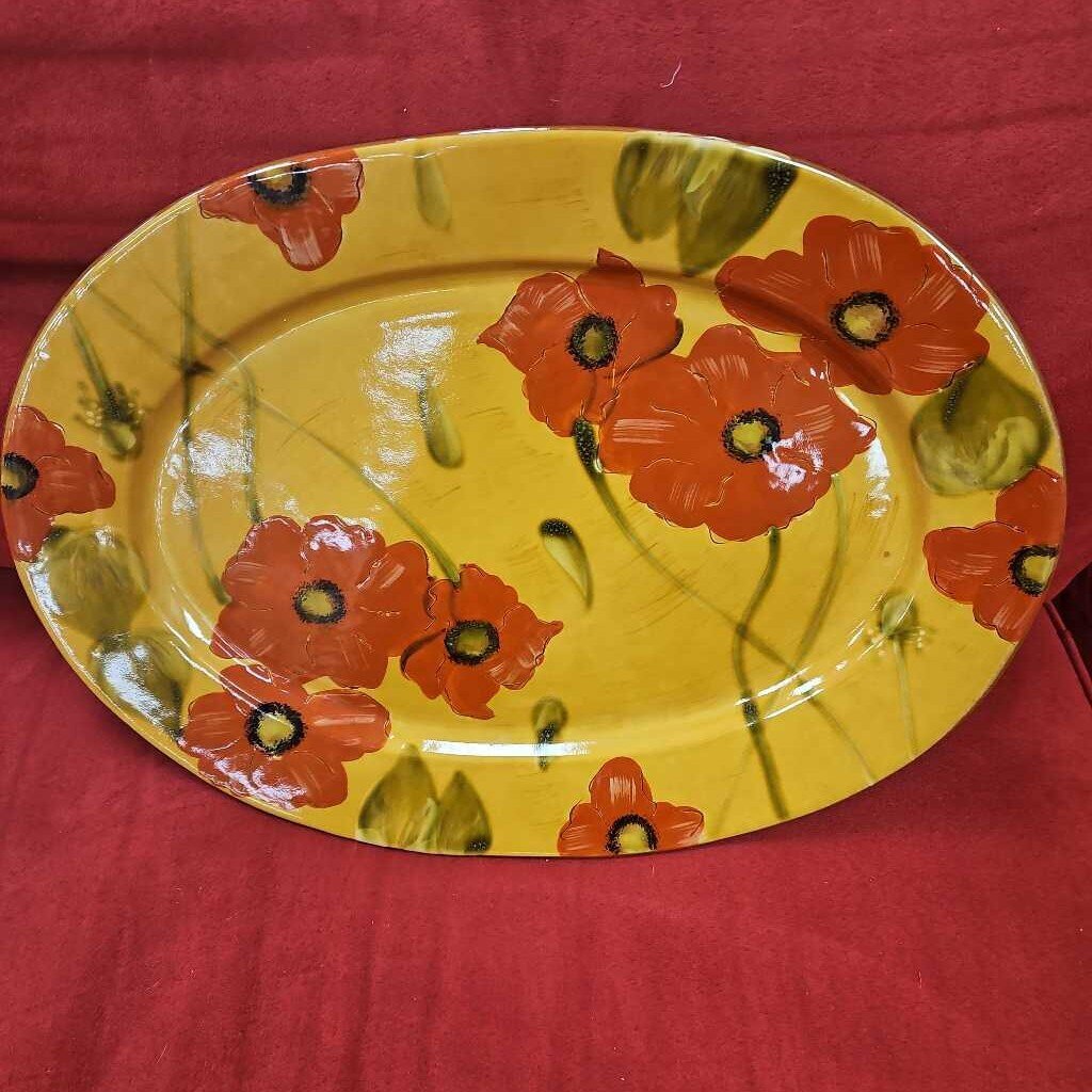 Fleur Rouge by Ambiance Large Oval Serving Platter