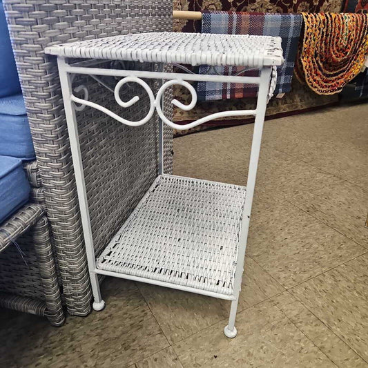Wicker and Metal Coastal End Table