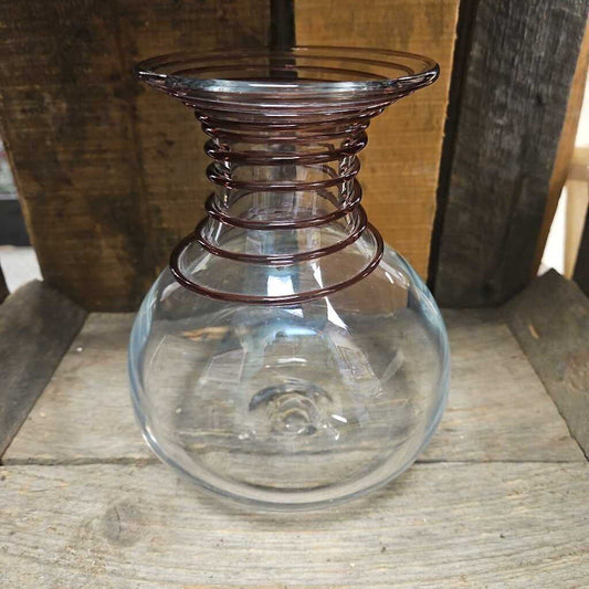 MCM Blenko Handblown Gourd Vase w/Applied Plum Spiral Coil