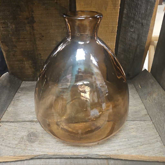 Amber Glass Bottleneck Vase