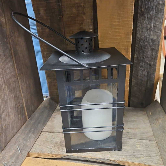 Modern Black Metal Glass Candle Lantern