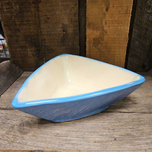 Blue Triangular Glazed Ceramic Bowls - Set of 3