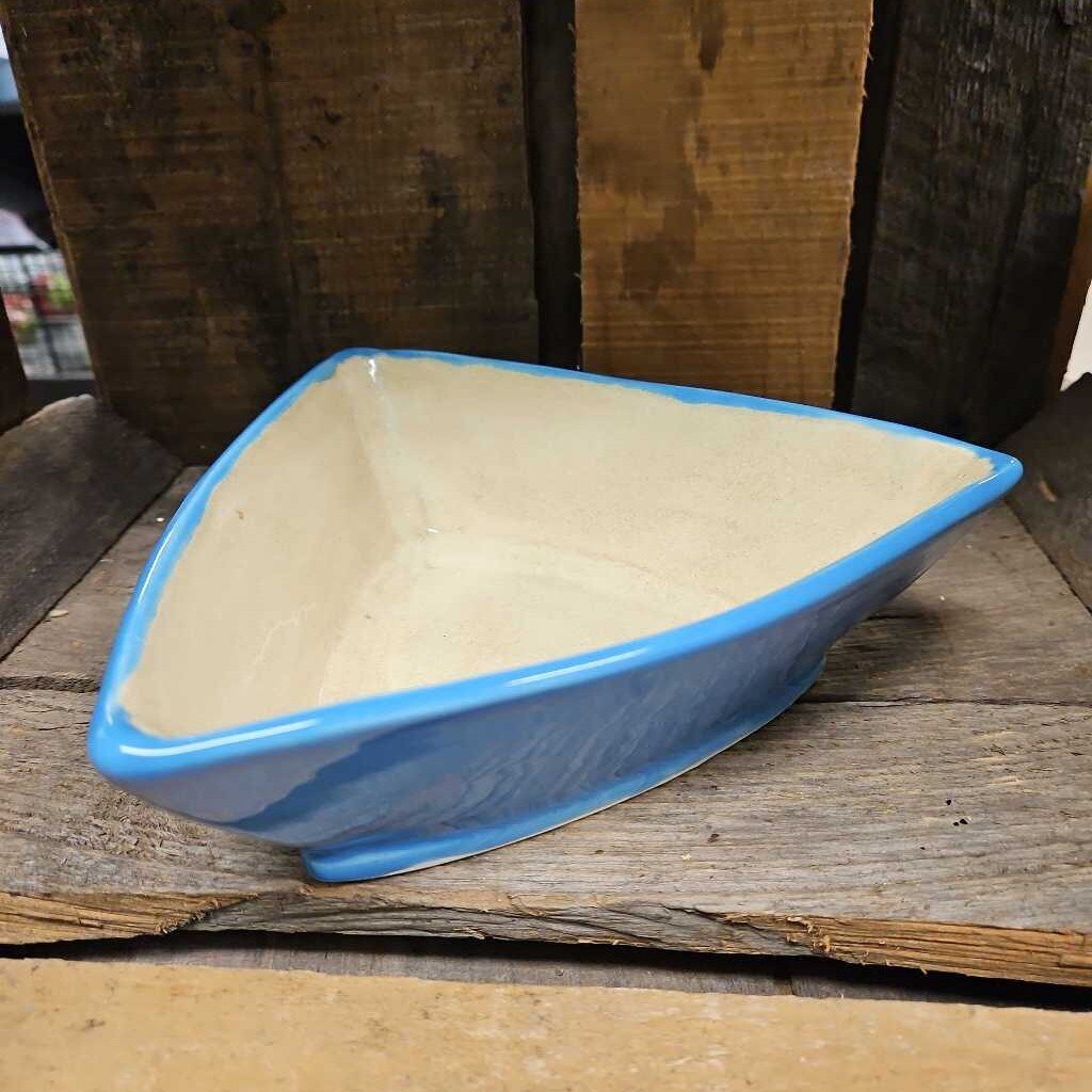 Blue Triangular Glazed Ceramic Bowls - Set of 4