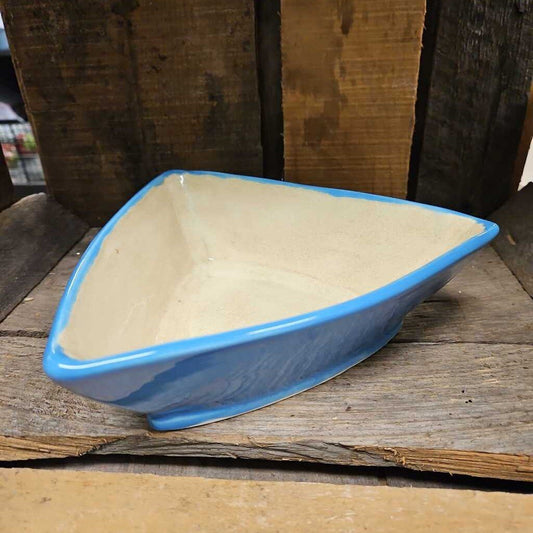 Blue Triangular Glazed Ceramic Bowls - Set of 4