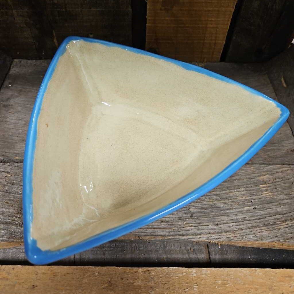 Blue Triangular Glazed Ceramic Bowls - Set of 4