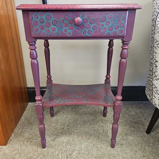Hand Painted Single Drawer Accent Table