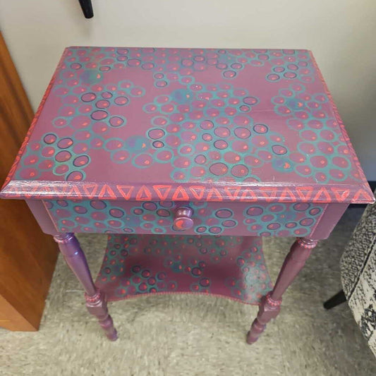 Hand Painted Single Drawer Accent Table