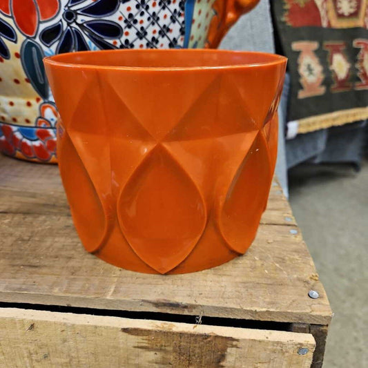 Orange Planter with Ceramic Saucer