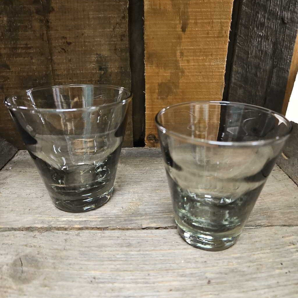 Libbey Vintage Ripple Smoke Old Fashioned Glasses - Set of 2