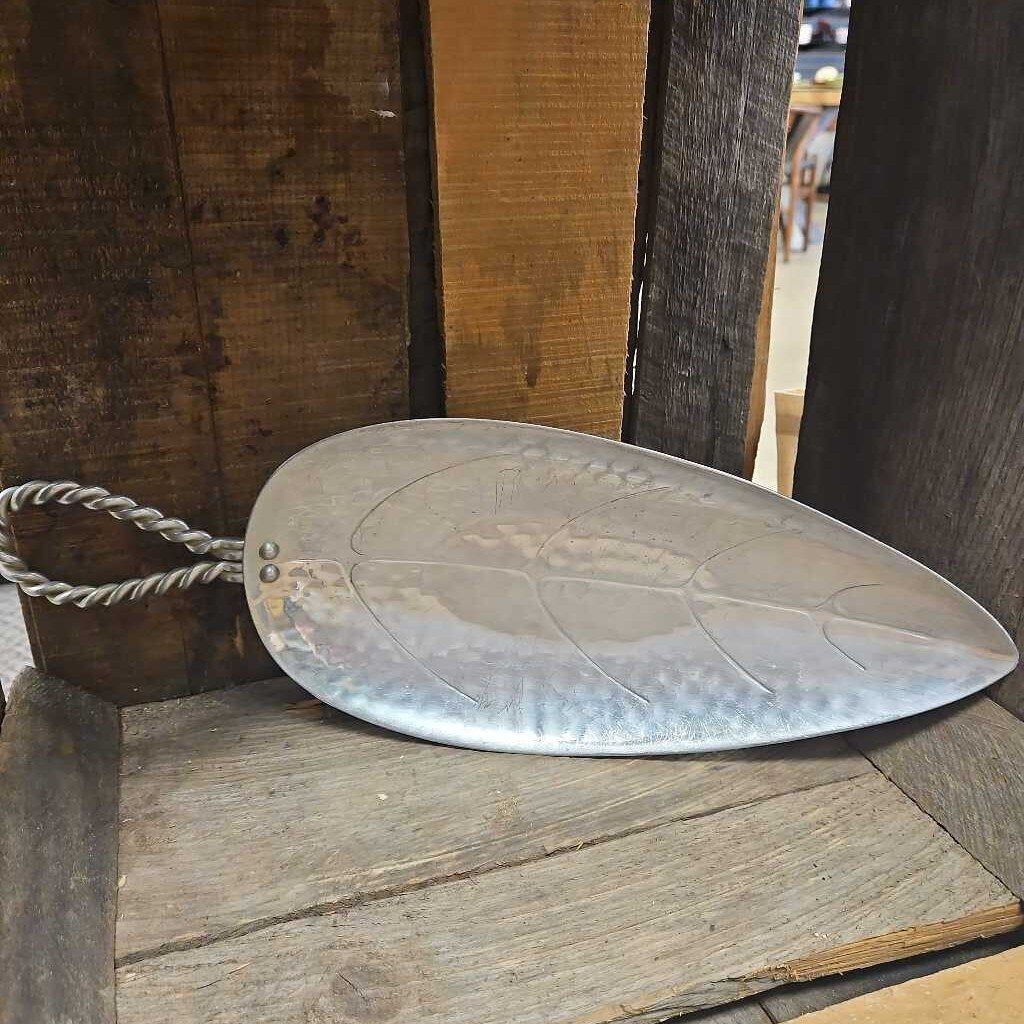 Vintage Hammered Aluminum Leaf Serving Tray