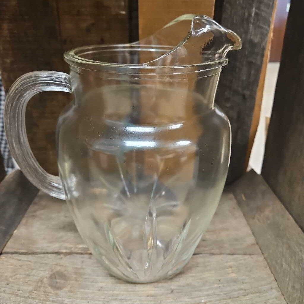 Vintage Clear Glass Pitcher with Sunburst Design