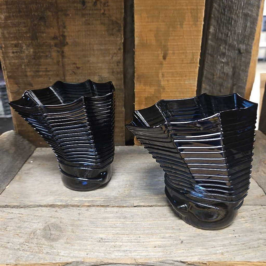 Modern Hand Blown Art Glass with Web Design - Set of 2