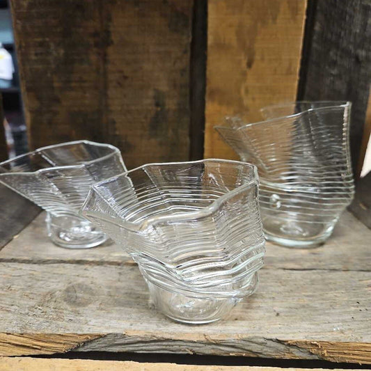 Modern Hand Blown Art Glass with Web Design - Set of 3