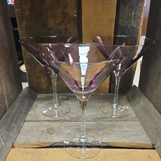 Amethyst Tinted Martini Glasses - Set of 3