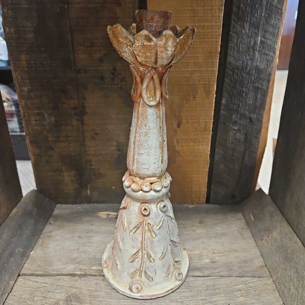 Italian Pottery Candle Holder with Floral Design