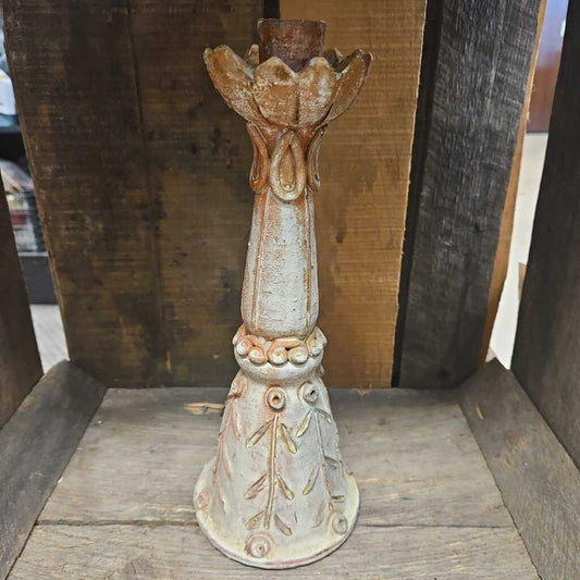 Italian Pottery Candle Holder with Floral Design