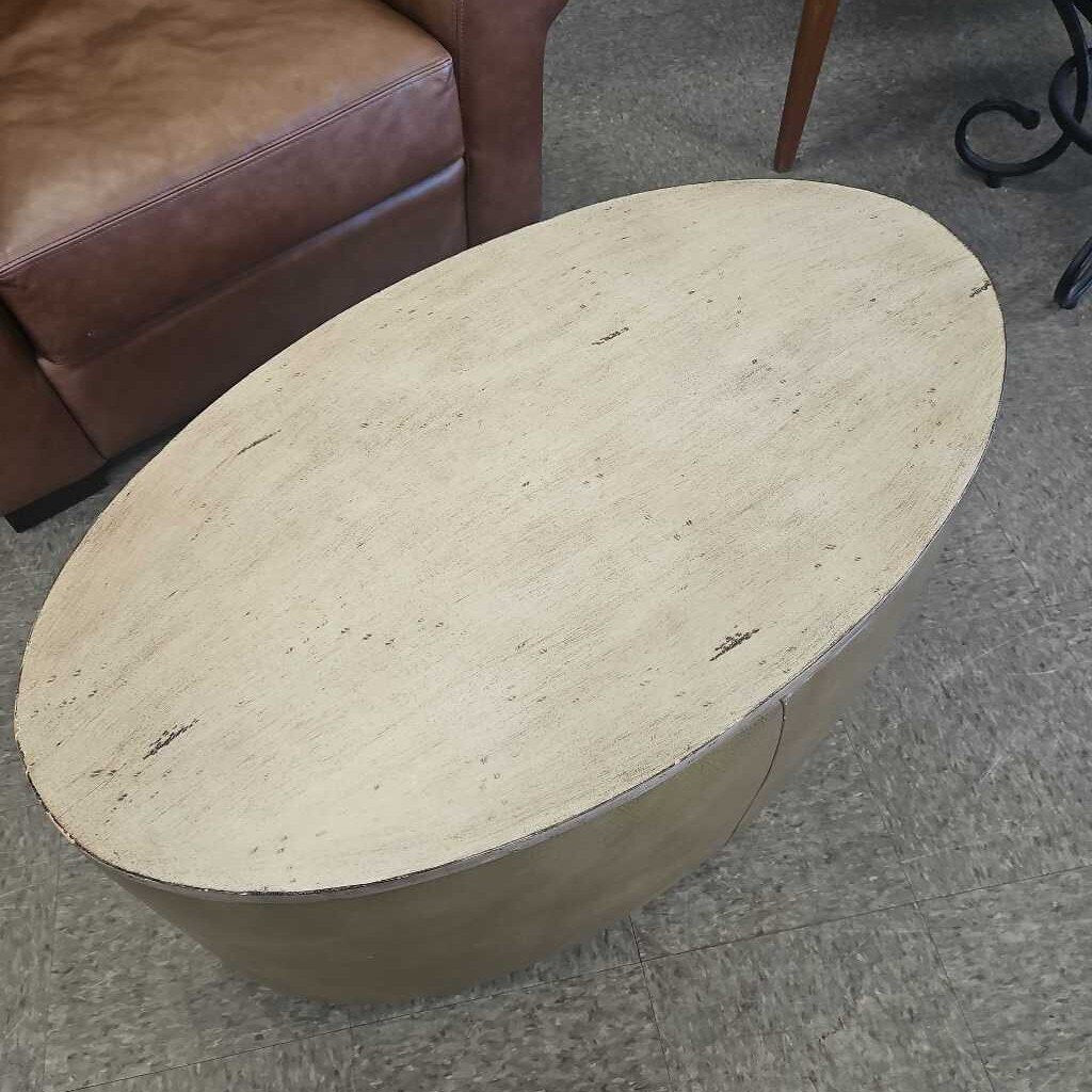 Hancock & Moore Vintage Oval Leather Ottoman Coffee Table