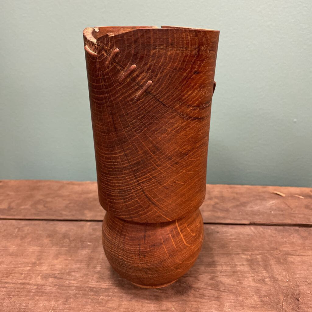 Hand-carved Wooden Oak Decorative Vase by Danish Artist Mikkel Karlshøj