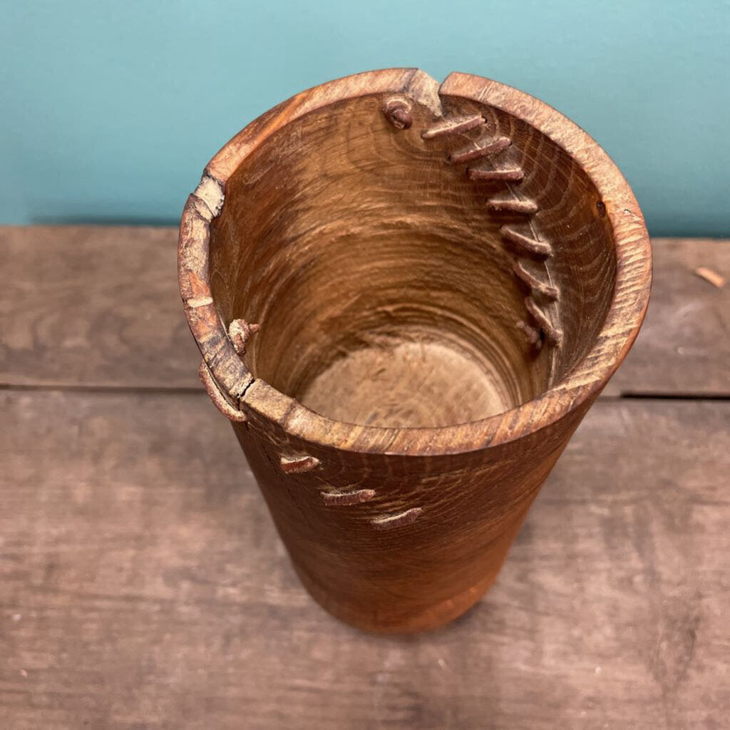 Hand-carved Wooden Oak Decorative Vase by Danish Artist Mikkel Karlshøj