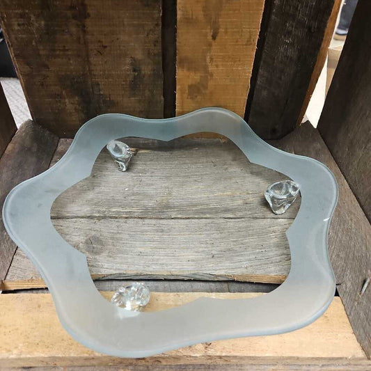 Vintage Frosted Glass 3-Footed Tray