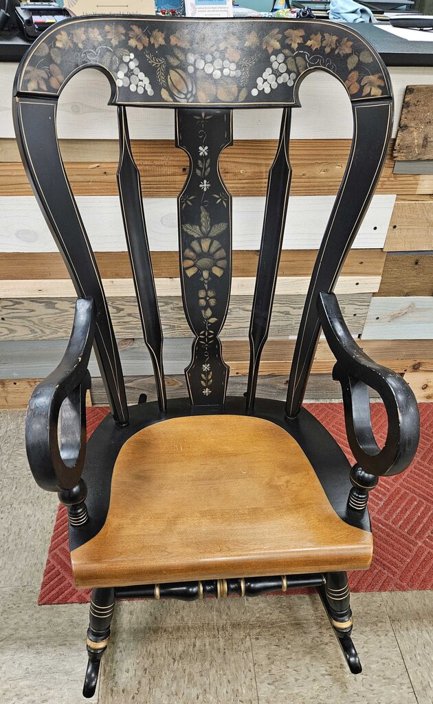 Ethan Allen Balloon Back Homestead Black Hitchcock Style Rocker