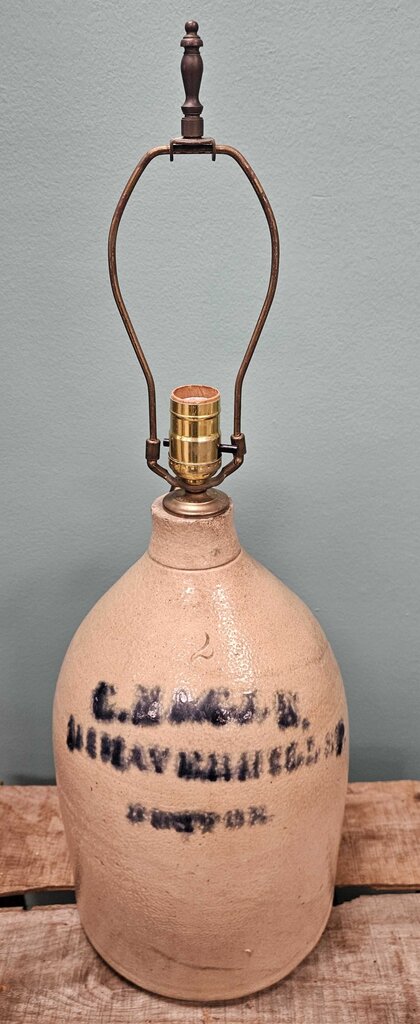 Ottoman Brothers Fort Edward NY Stoneware Jug Lamp