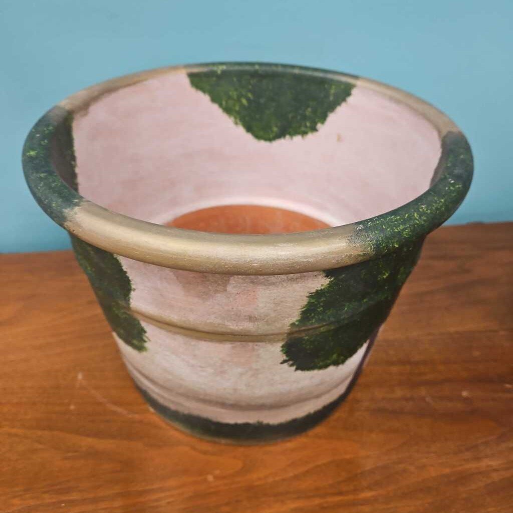 Ceramic Glazed Planter with Tree Design