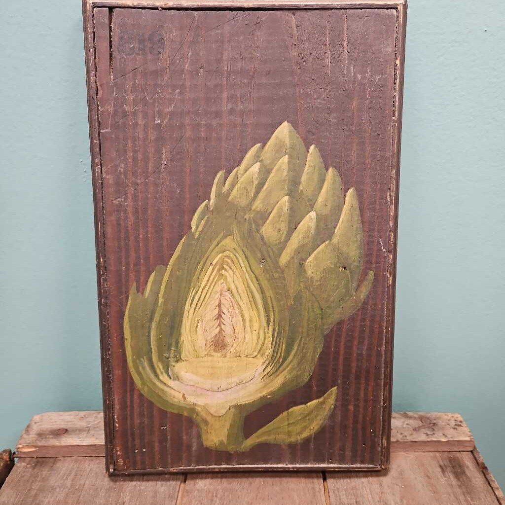 Artichoke Oil Painting on Wood Panel