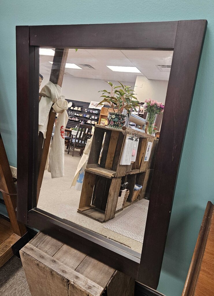 Dark Wood Framed Wall Mirror