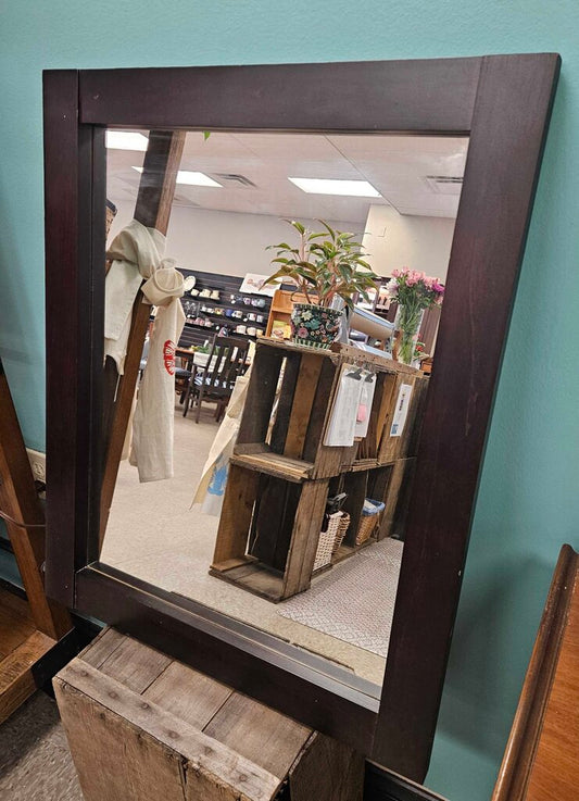 Dark Wood Framed Wall Mirror