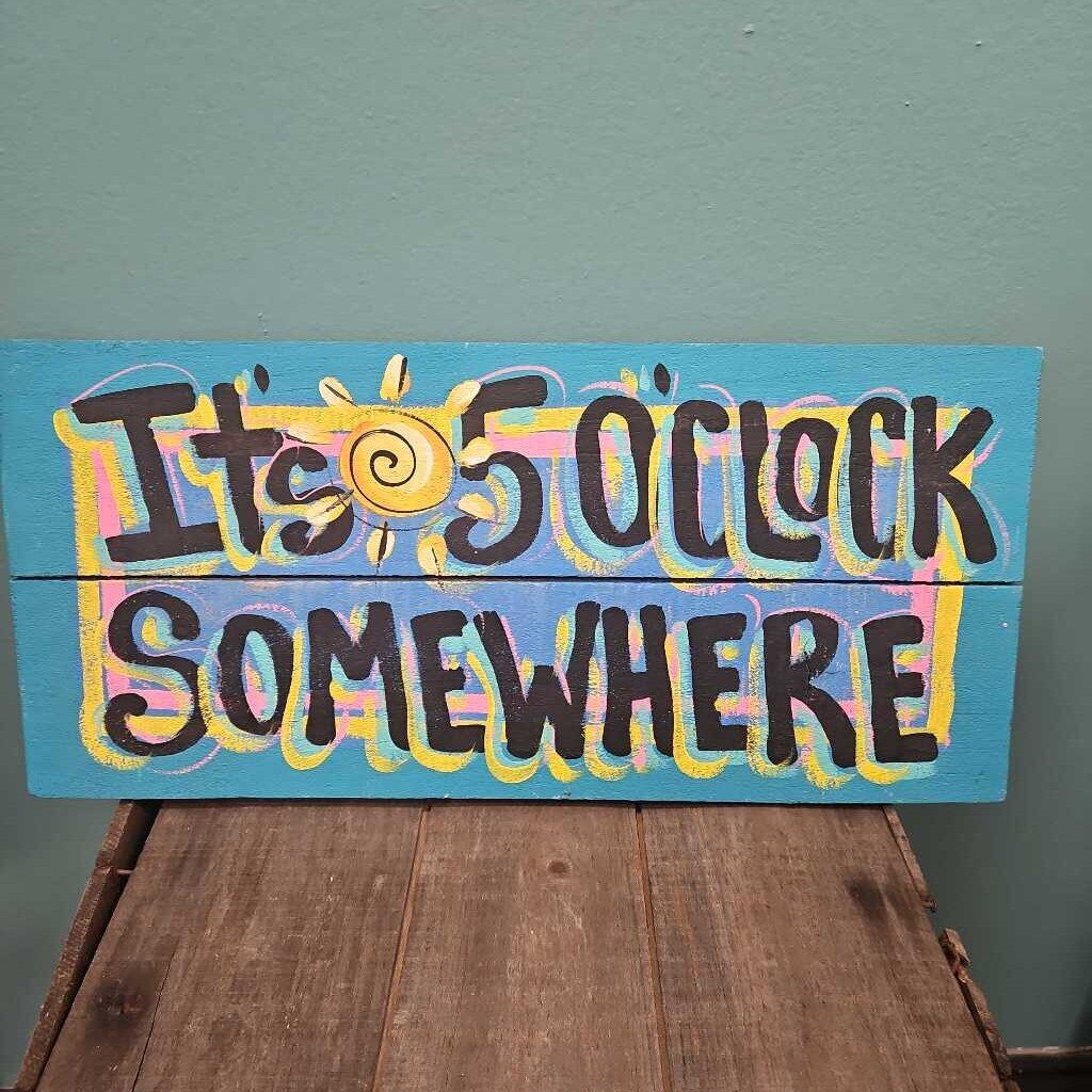 Hand Painted Beach Wood Wall Hanging