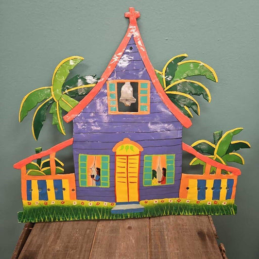 Hand Painted Tropical Metal Wall Hanging