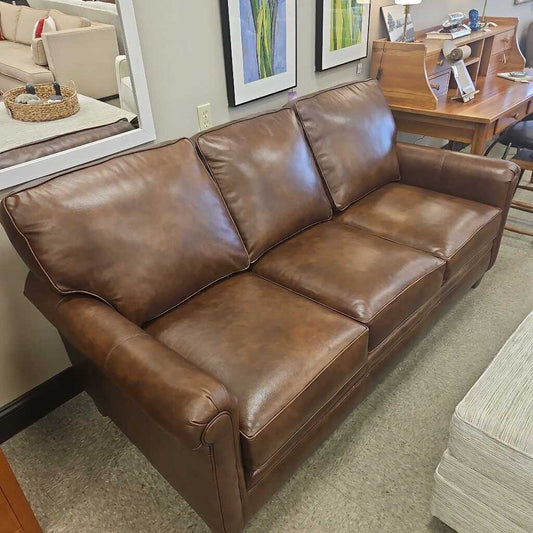 Smith Brothers Leather 3-Cushioned Sofa