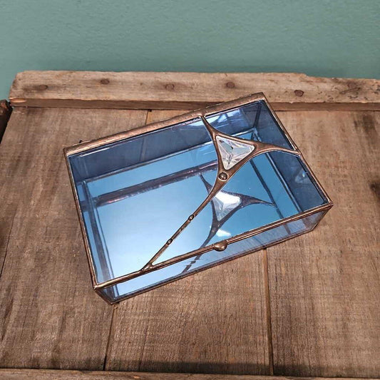 Stained Glass Soldered Trinket Box with Mirrored Bottom