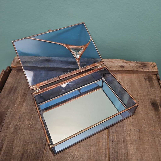 Stained Glass Soldered Trinket Box with Mirrored Bottom