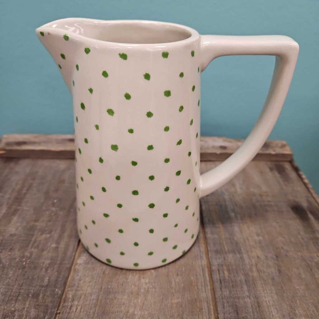 Creative Co-Op Green Polka Dot Pitcher