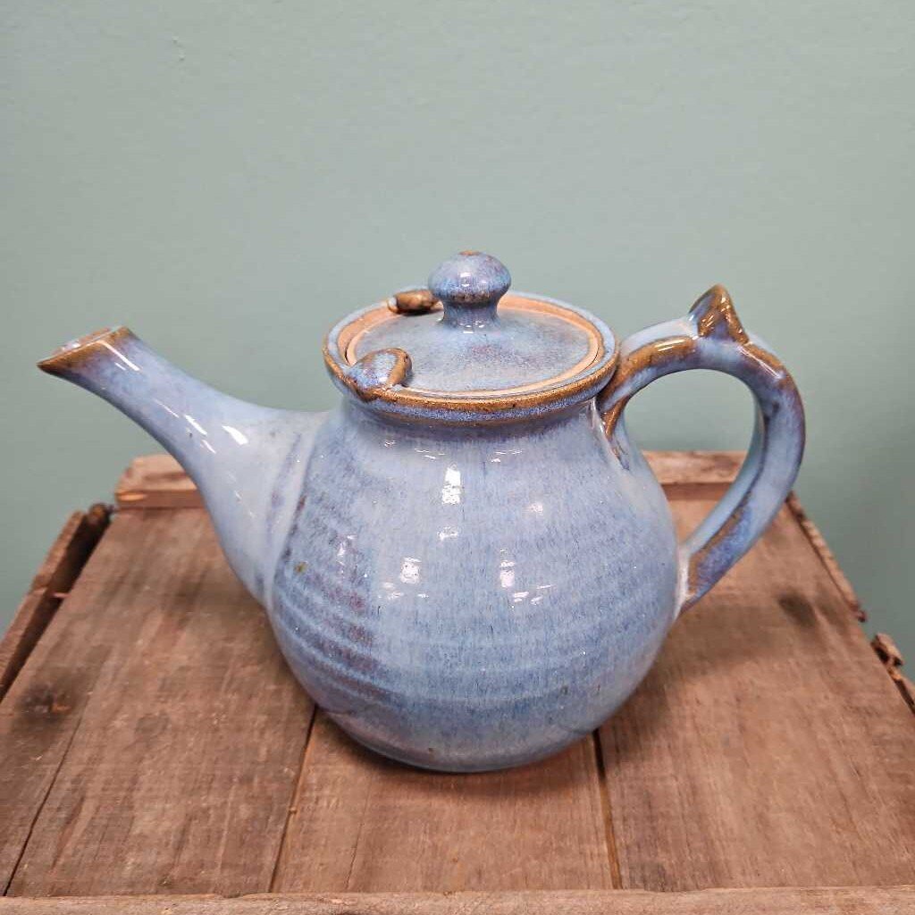 Studio Pottery Ceramic Teapot with Blue Glaze