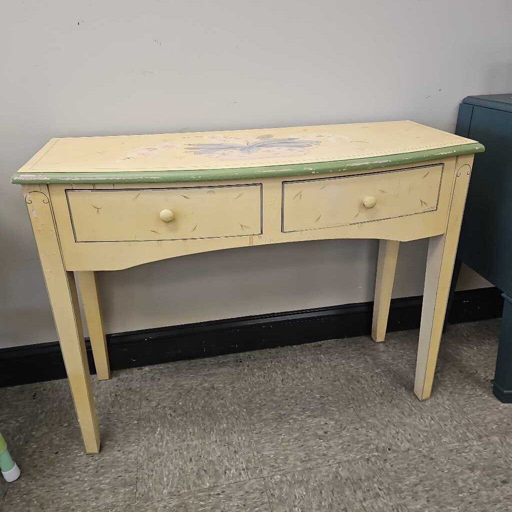 Shabby Chic Hand Painted Cottage 2-Drawer Console Table