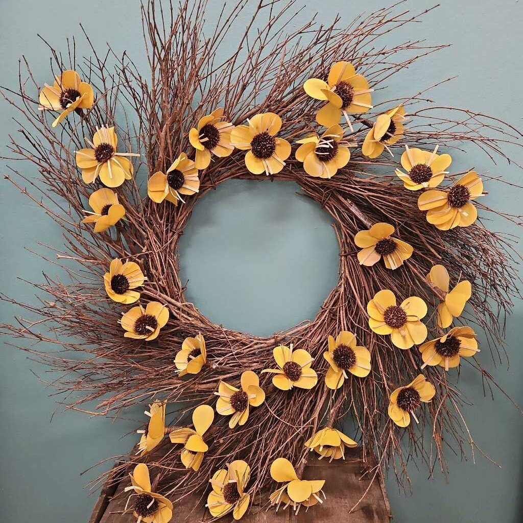 Forsythia & Daisy Spring Wreath