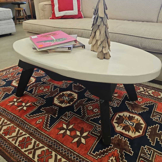 Cream and Black Wood Coffee Table