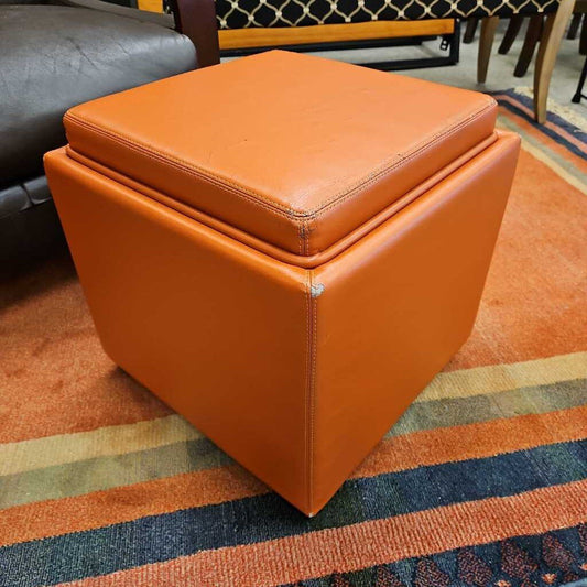 Crate and Barrel Stow Leather Ottoman with Storage