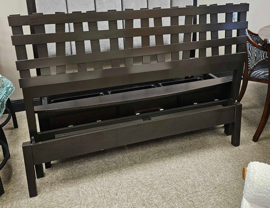 Furniturea Slat Wood Basketweave Style Queen Bed