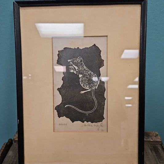 Mouse Holding Fruit - Ink on Paper