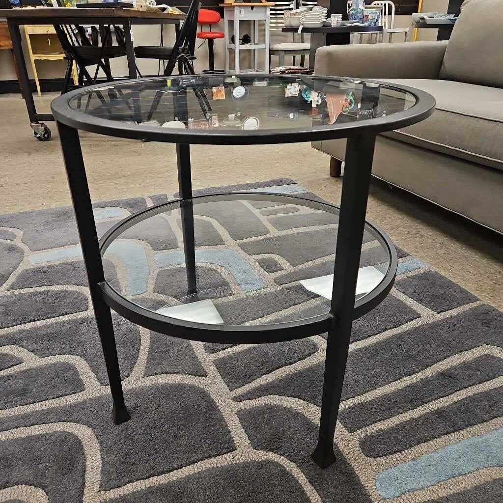 Pottery Barn Tanner Round Glass End Table